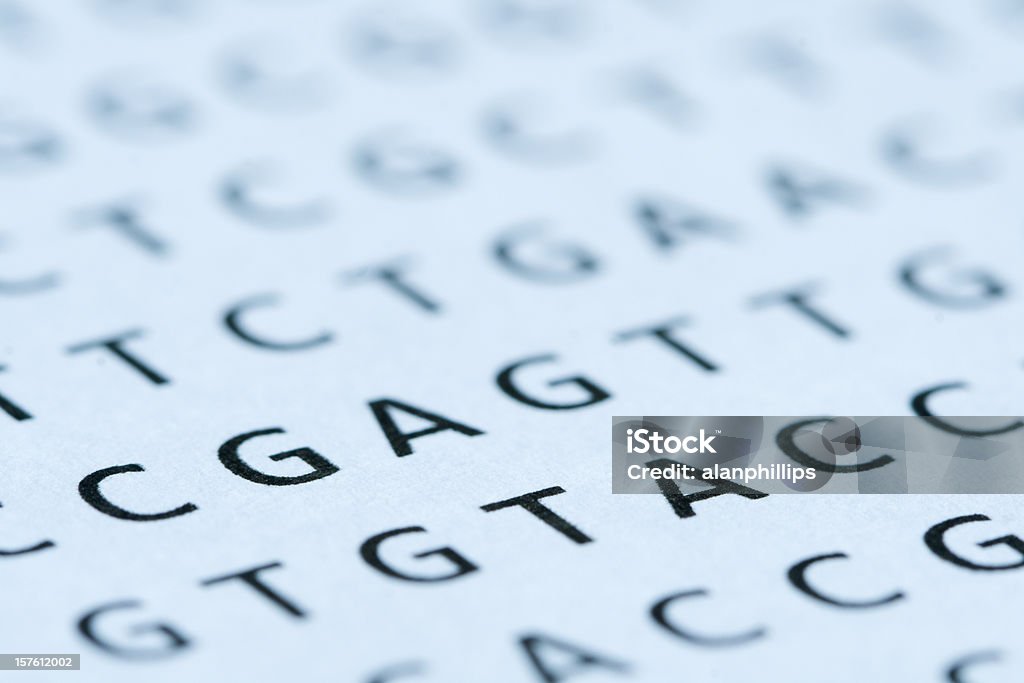 Close up view of DNA nucleotide sequence Computerausdruck - Lizenzfrei Alphabet Stock-Foto