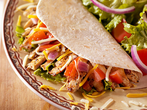 istock Soft Chicken Taco with a Side Salad 157612024