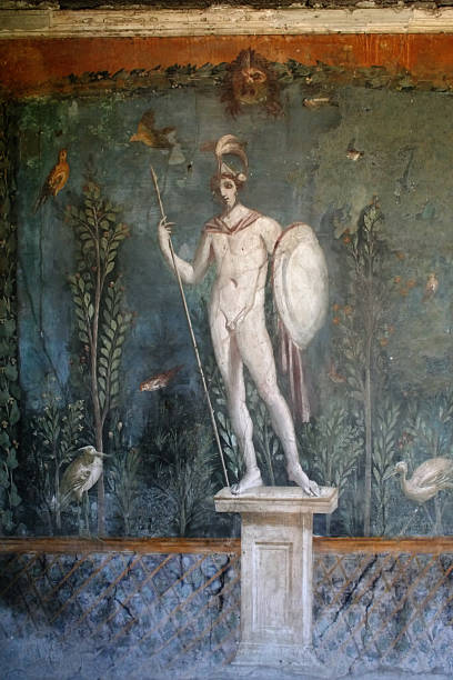 Roman Fresco in Pompeii representing mars, god of war.
