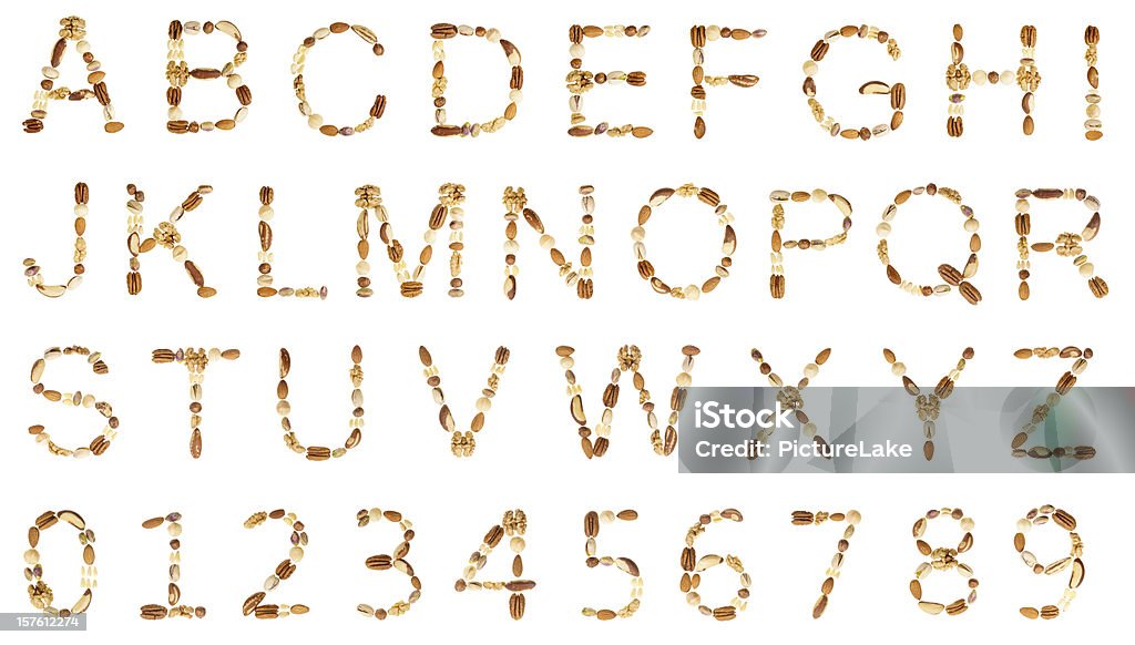 Tuercas alfabeto (UC) y dígitos - Foto de stock de Alimento libre de derechos