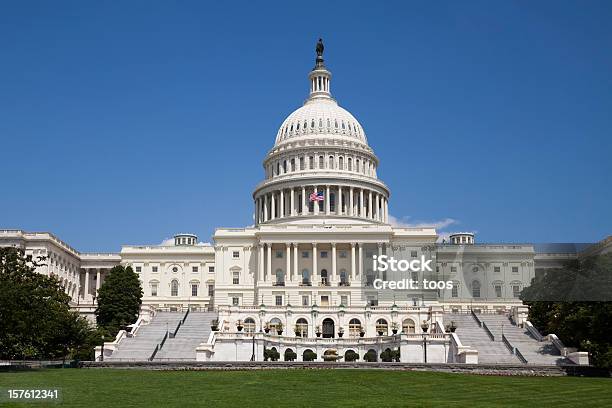 Capitol Building In Washington Dc No People Stock Photo - Download Image Now - Building Exterior, United States Senate, American Flag