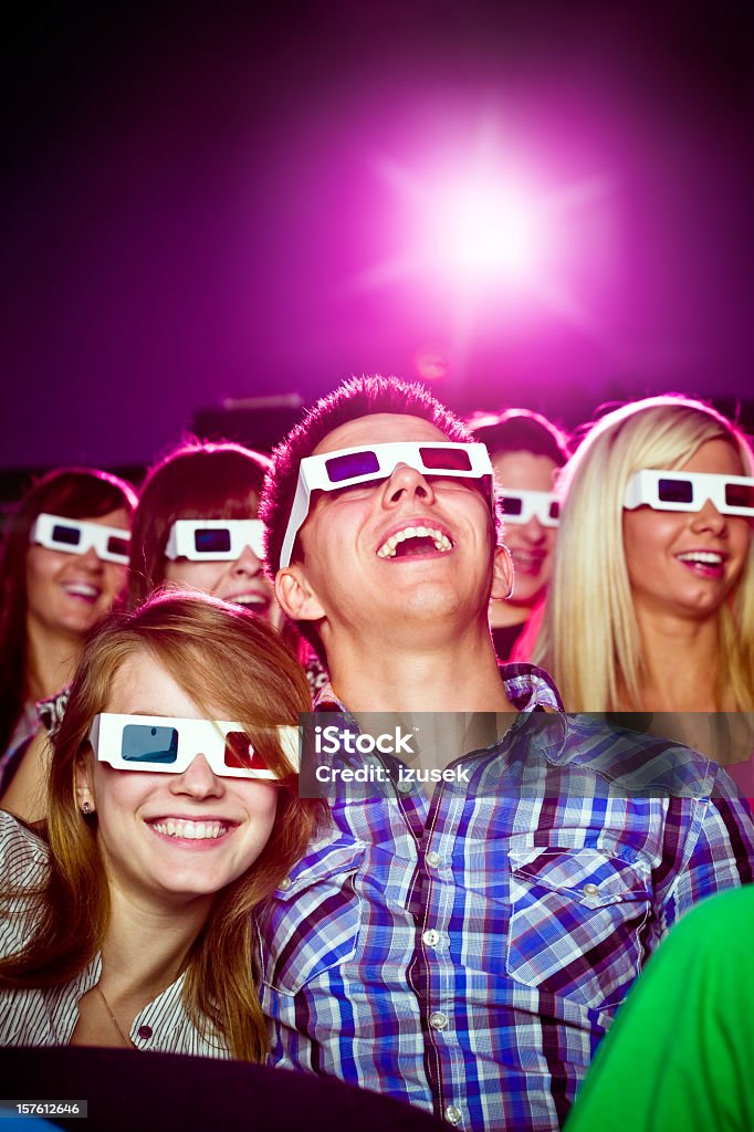 Young people in 3D move theater  Movie Theater Stock Photo