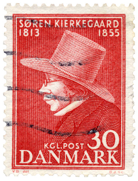 Soren Kierkegaard Existentialist Philosopher on Danish Postage Stamp stock photo