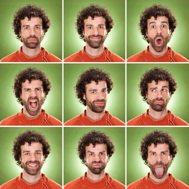 istock squared casual caucasian man with curly hair expression collection 157612762