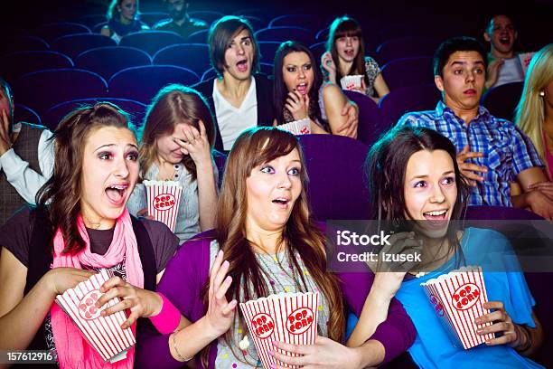 Young People In A Move Theater Stock Photo - Download Image Now - Movie Theater, Teenager, Movie