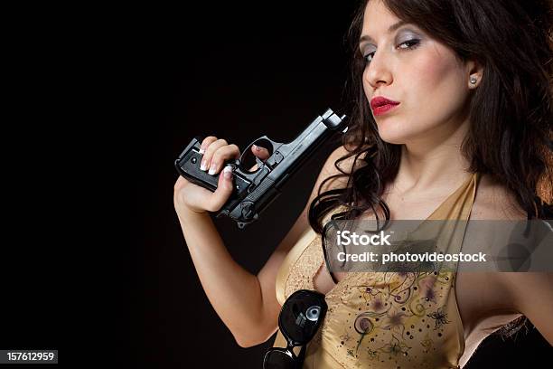 Dangerous Beauty With Gun Stock Photo - Download Image Now - Adult, Adults Only, Aiming