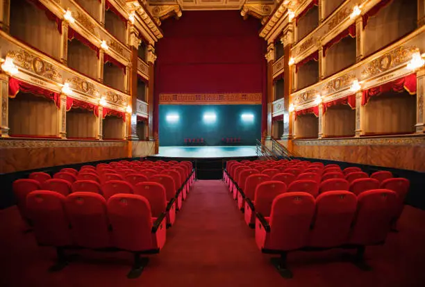 large empty classical theatre in baroque style