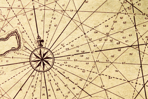 Part of an old map with compass rose.
