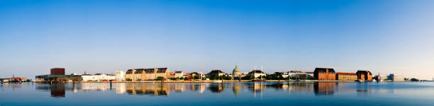 Copenhagen harbor a summer morning stock photo