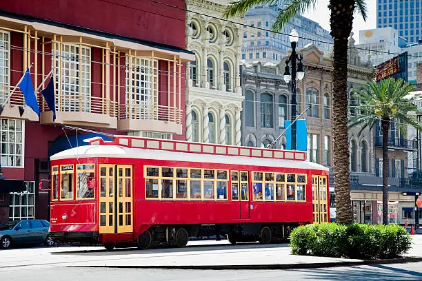 New Orleans streetcar traveling down Canal Street.