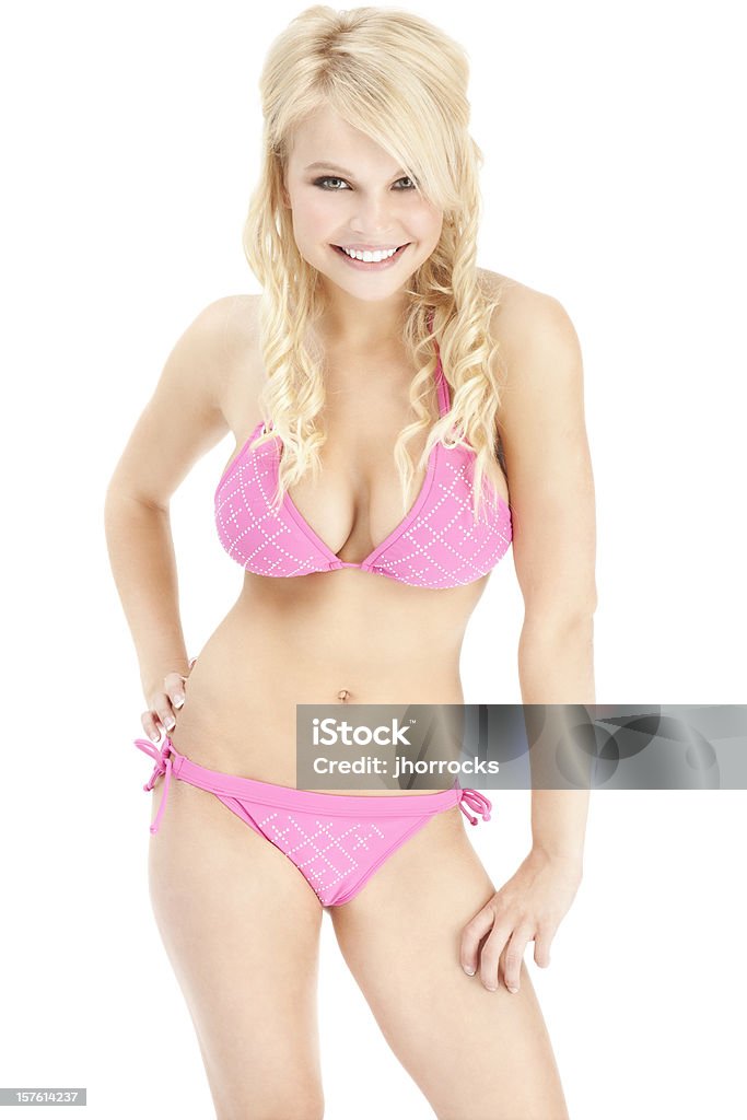 Attraktive junge Frau im Rosa Bikini - Lizenzfrei Bikini Stock-Foto