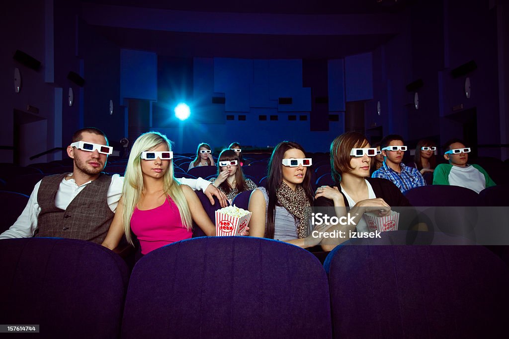 Young people in 3D move theater  3-D Glasses Stock Photo