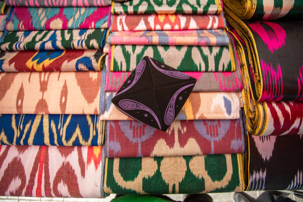 Silk fabrics and Uzbek men's headgear.