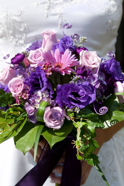istock Purple and Pink Wedding Flower Bouquet 157614794