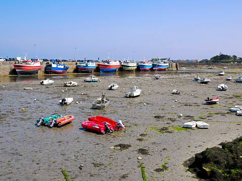Port of Roscoff in low tide, a commune in the Finistère département of Brittany in northwestern France