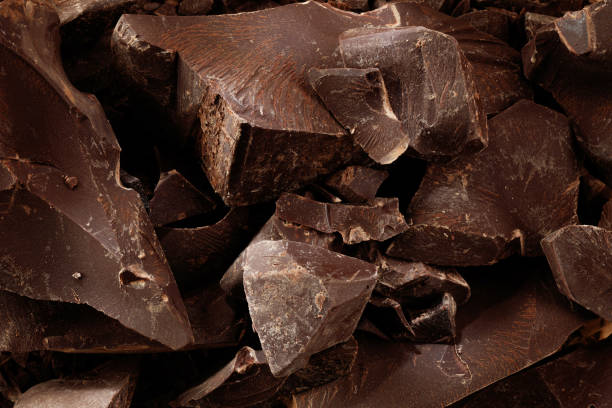 istock Background of dark chocolate pieces. 1576150454