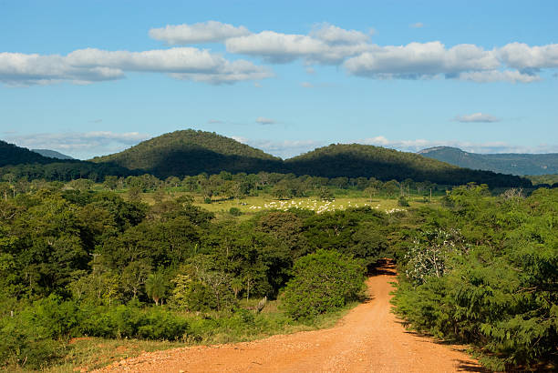 View over rural setting of the Bodoquena highlands in Bonito county, Mato Grosso do Sul, western Brazil