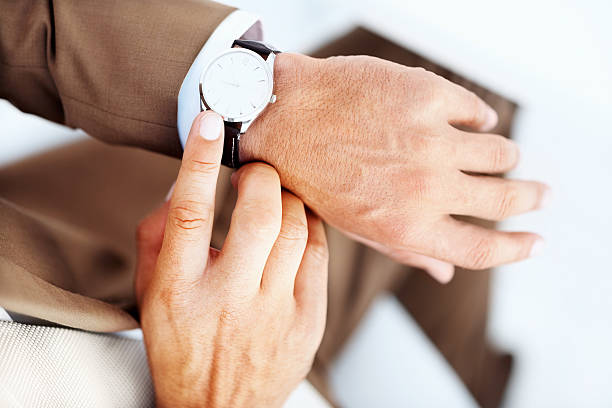 istock Businessman's hand with wrist watch 157615231