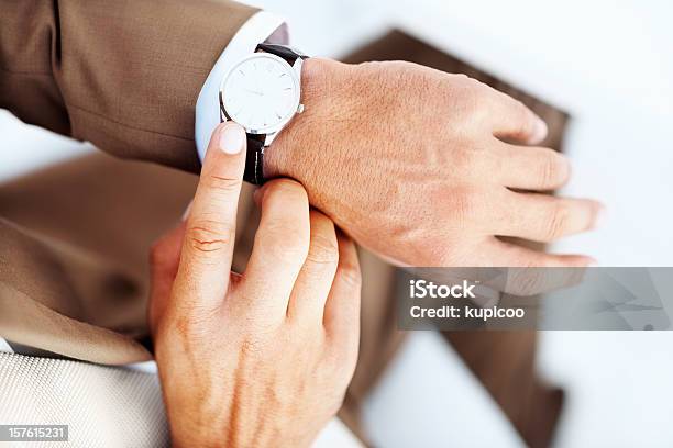 Businessmans Hand With Wrist Watch Stock Photo - Download Image Now - Checking the Time, Suit, 30-34 Years