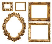 Set of five gold frame designs