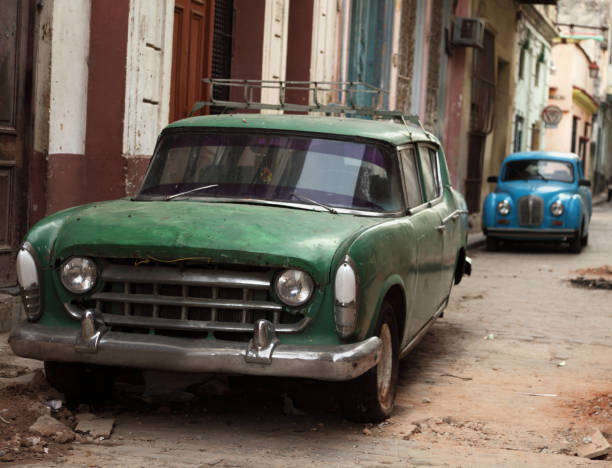 istock two old classic vintage cuban car 157615515