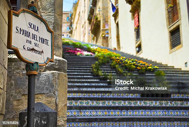 Staircase Of Santa Maria Del Monte In Caltagirone Stock Photo - Download Image Now - Sicily, Caltagirone, Flower