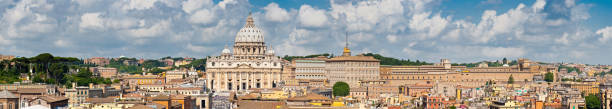 roma basilica di san pietro città del vaticano panorama italia - cupola people rome lazio zdjęcia i obrazy z banku zdjęć