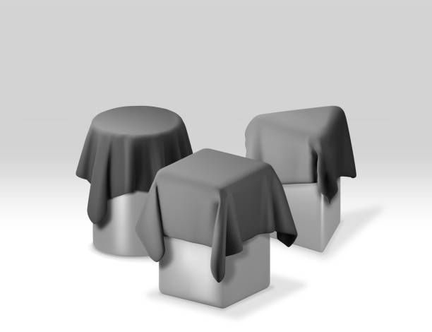 istock 3D Gold Podium Covered with Piece of Black Silk 1576161502