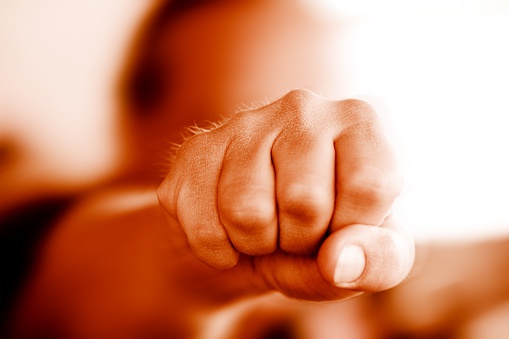 close up of a human fist