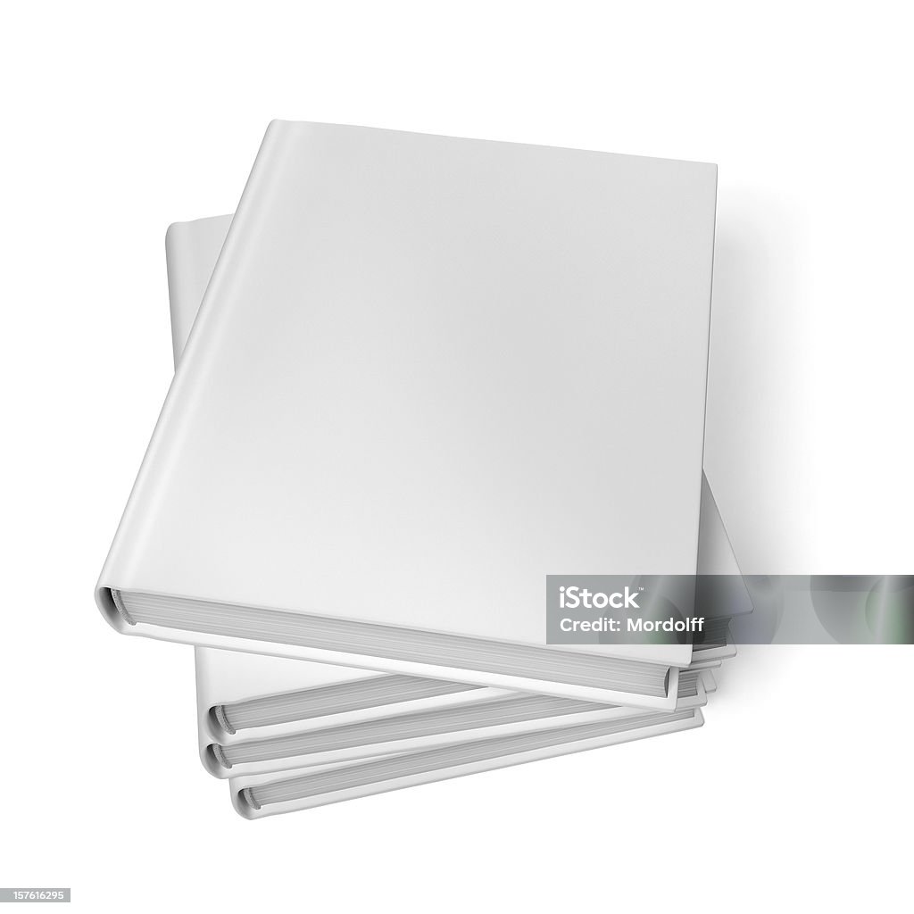 Libri impilati vuoto isolato su sfondo bianco - Foto stock royalty-free di Bianco