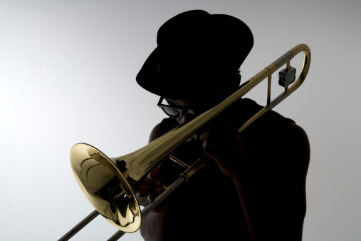 Jazz musician play of trombone