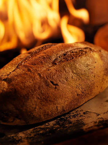 istock Pumpernickel Bread in a Wood Burning oven 157616807