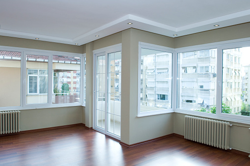 Empty room in a apartment with wooden floors