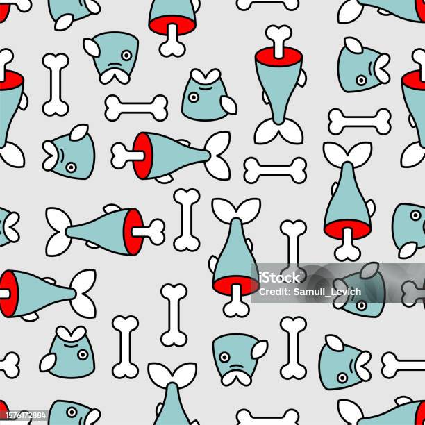 Bone Fish Pattern Illustrator Sliced Fish And Bone Pattern Seamless Vector Background Stock ...