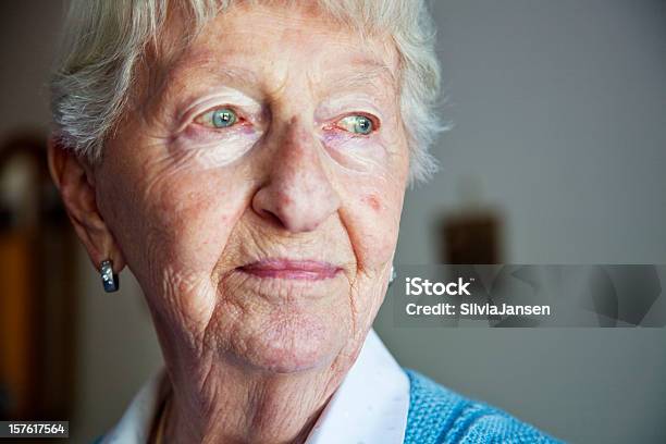 Senior Woman Portrait Stock Photo - Download Image Now - 80-89 Years, Portrait, Sadness