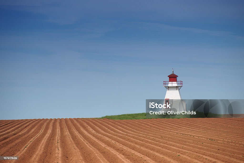 Ilha do Príncipe Edward farol e campo de batata. - Royalty-free Ilha Prince Edward Foto de stock