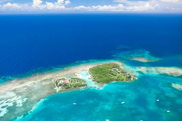 istock Tropical island aerial view 157617680