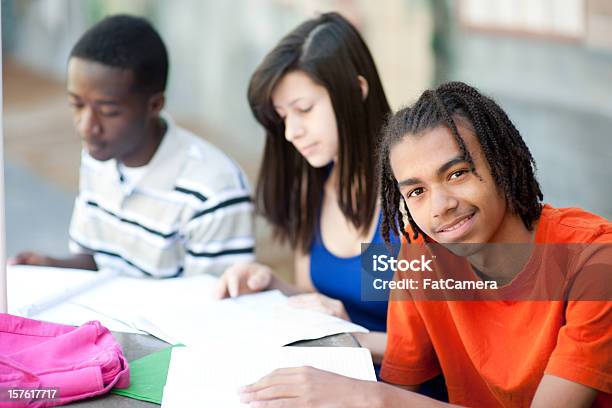 Teen Students Stock Photo - Download Image Now - African Ethnicity, Homework, Teenage Boys