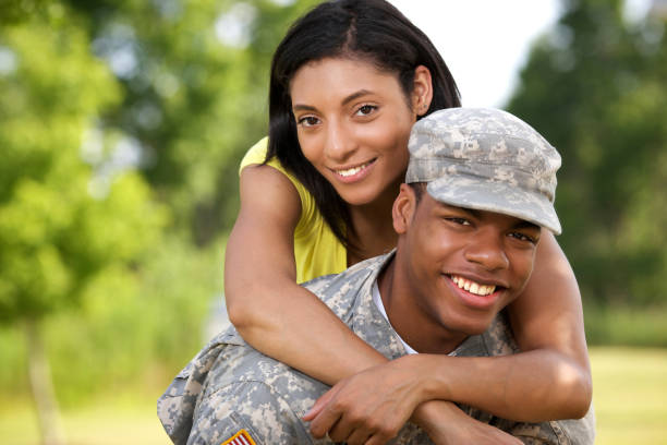 istock Young American military couple 157617870