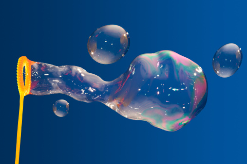 Different types of fully blown soap bubbles.