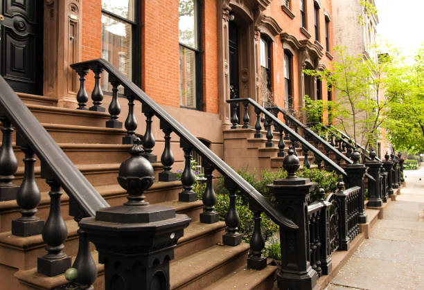 istock Row of Manhattan brownstones 157618036