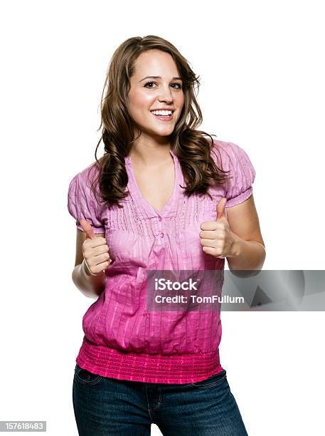 Smiling Young Woman Giving Thumbs Up Stock Photo - Download Image Now - Thumbs Up, Wellbeing, 18-19 Years