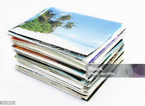 Stack Of Postcards Stock Photo - Download Image Now - Stack, Postcard, Photograph
