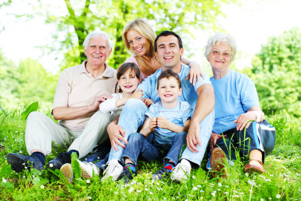 istock Family resting in green park. 157618752