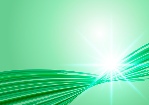 Shining green abstract wave background