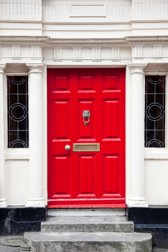 Red door in Dublin, Ireland.
