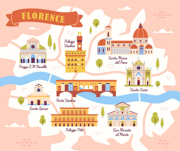 карта флоренции - florence italy illustrations stock illustrations