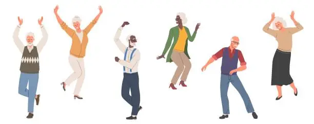 Vector illustration of Old people dance set