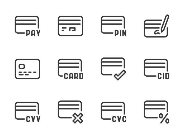 Credit card and Card services vector line icons. Credit card and Card services vector line icons. Finance and Payment outline icon set. cvc stock illustrations
