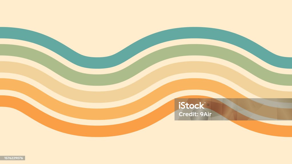 Grovy Line Pattern Abstract Background Of Rainbow Groovy Wavy Line Design In 1970s Hippie ...